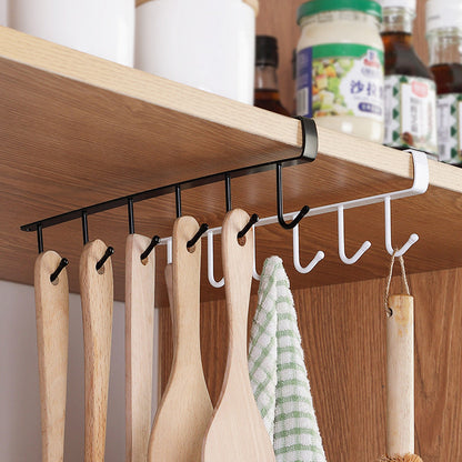 Porte-gobelet à 6 crochets, armoire de cuisine à suspendre sous les étagères, étagère de rangement, organisateur de fer,